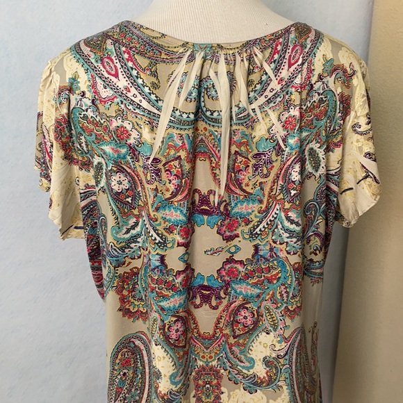 Covington Teal Bling Paisley Print Blouse - Picture 8 of 12